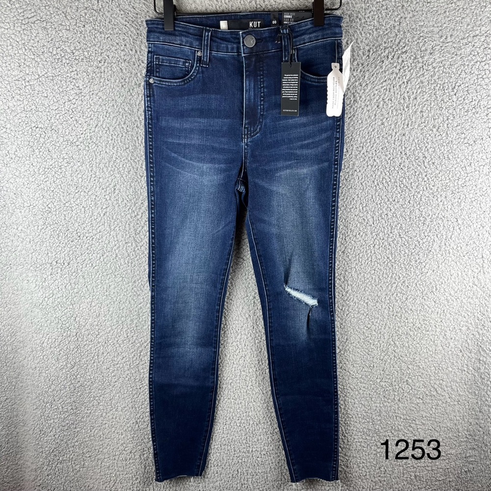 Kut From The Kloth Connie High-rise Fab Ab Ankle Skinny Blue Jeans Size 00 NWT